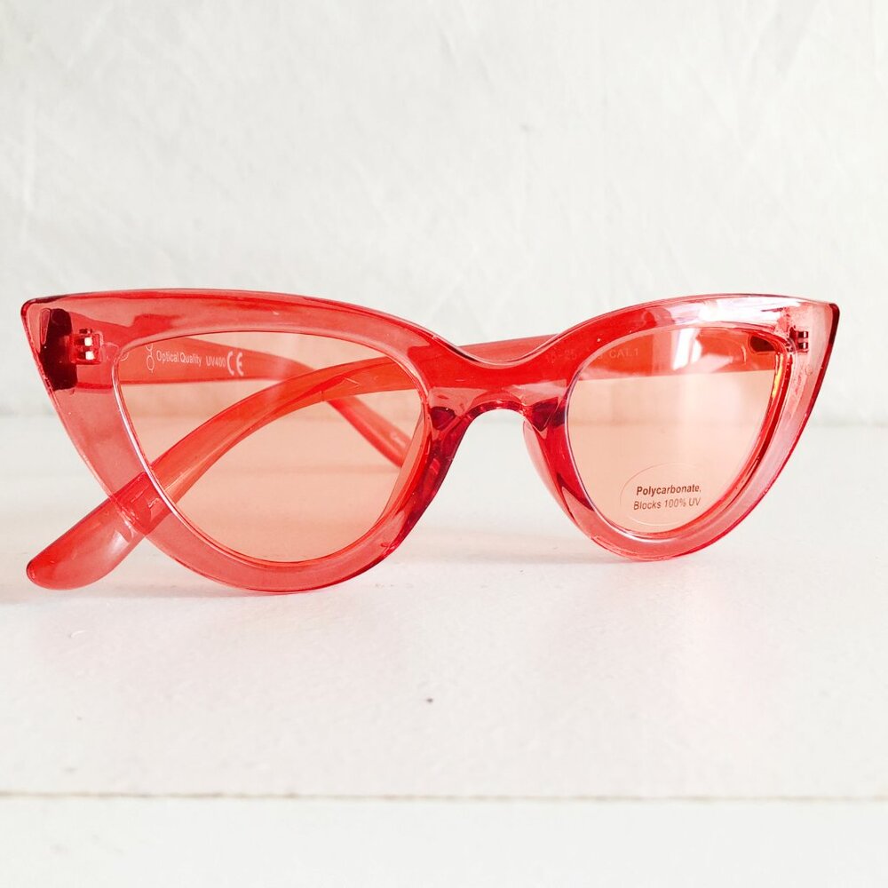 Transparent Red Cat Eye Sunglasses